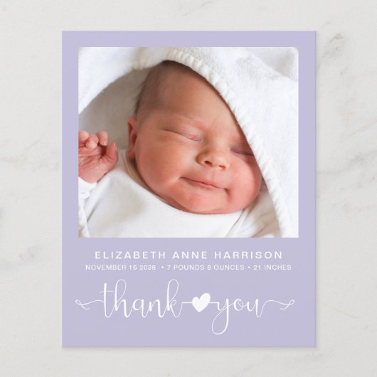 予算ベビーガール写真紫の誕生発表 (正面)