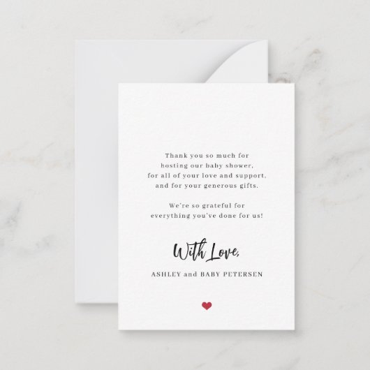予算ベビーシャワモダンー写真ス感謝していトスクリプト ノートカード (裏面)