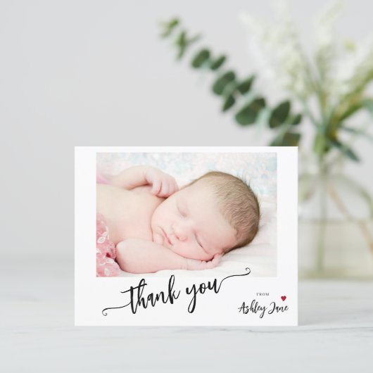 予算ベビーシャワーエレガント写真サンキューカード (スタンド正面)