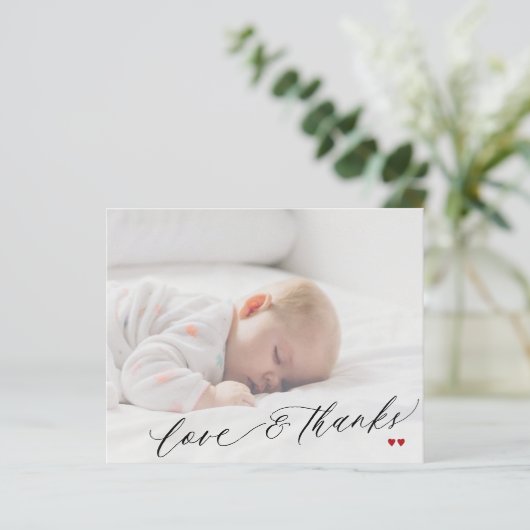 予算ベビーシャワー写真シンプルサンキューカード (スタンド正面)