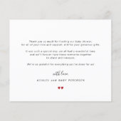 予算ベビーシャワー写真シンプルサンキューカード (裏面)