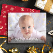 予算ベビーフォト初めてのクリスマススノーフレークスカード