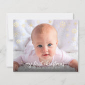 予算ベビーフォト初めてのクリスマススノーフレークスカード (正面)