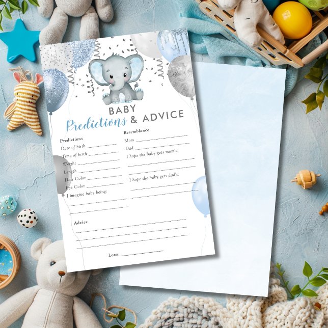 予算ベビー予測ボーイエレファントシャワーゲーム (BUDGET Baby Predictions Boy Elephant Shower Game)
