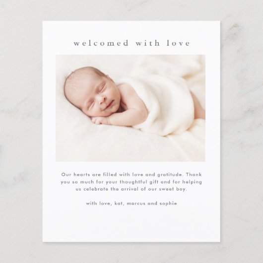 予算ベビー写真ありがとうご出産のお知らせ (裏面)