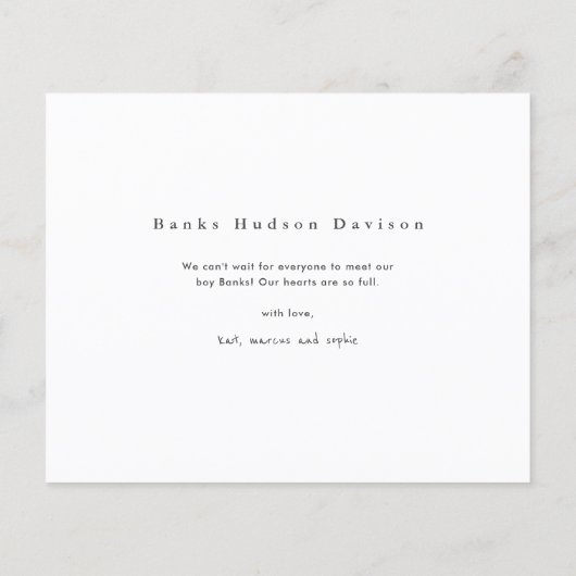 予算ベビー写真コラージュ生誕発表 (裏面)