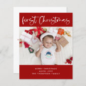 予算ベビー初めてのクリスマスフォトスモールフラットカード (正面/裏面)
