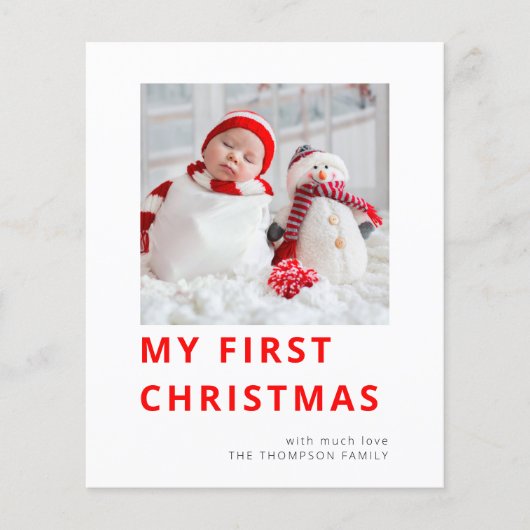 予算ベビー初めてのクリスマスフォトホリデーカード (正面)