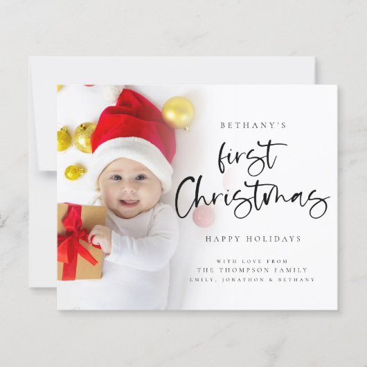 予算ベビー初めてのクリスマス6写真ホリデーカード (正面)