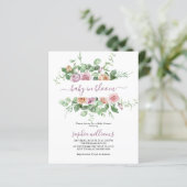 予算ベビー開花パープルバラシャワー招待状 (スタンド正面)