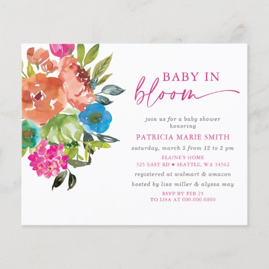 予算ベビー開花ピンクフローラガールベビーシャワー (正面)