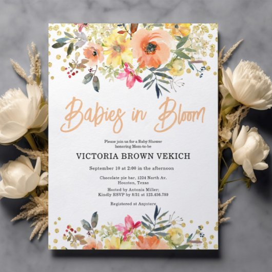 予算ベビー開花フローラベビーシャワー招待状