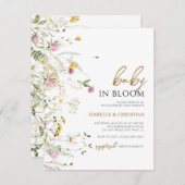 予算ベビー開花ワイルドフラワー素朴招待状 招待状 (正面/裏面)