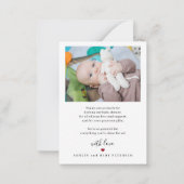 予算ベビー2の写真シンプルのスクリプ感謝していトユー ノートカード (裏面)