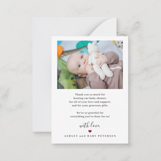 予算ベビー2の写真シンプルのスクリプ感謝していトユー ノートカード (裏面)