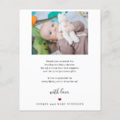 予算ベビー2の写真スクリプトサンキューカード (裏面)