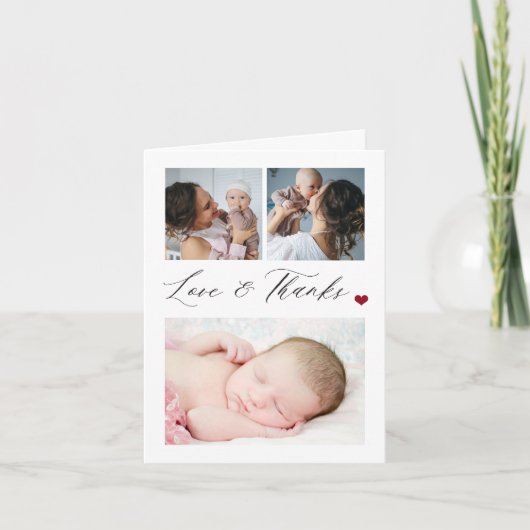 予算ベビー3写真コラージュエレガントありがとう ノートカード (正面)