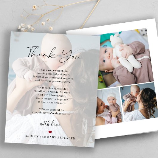 予算ベビー4写真スクリプトサンキューカード