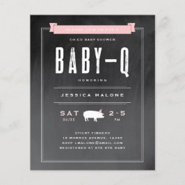 予算ベビーBBQピンク共同ベビーシャワー招待状