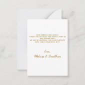 予算ペットフォトドッグ結婚ズシック金ゴールドありがとう ノートカード (裏面)