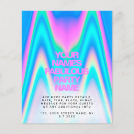 予算ホログラフィック虹色Y2Kパーティの招待状