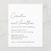 予算ホワイトタイプライタースクリプトウェディング招待 (正面)