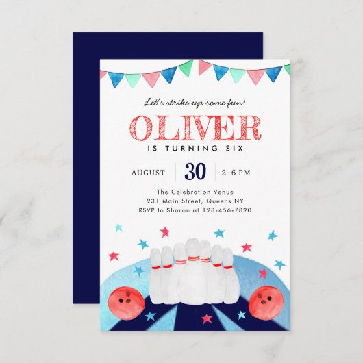 予算ボーリング誕生日パーティーいくつかのおもしろいをストライキ ノートカード (正面/裏面)