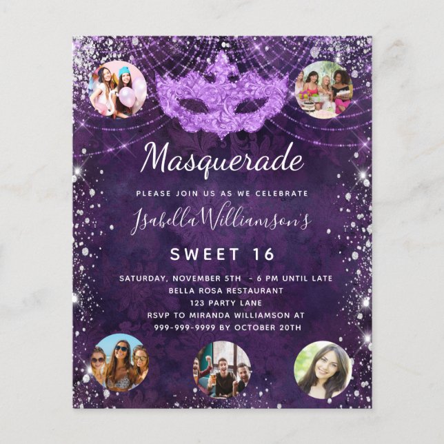 予算マスカレード紫の甘い16招待 (正面)