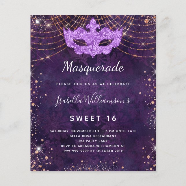 予算マスカレード紫バラ金ゴールドスイート16 (正面)