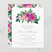 予算マゼンタフラワーブライダルシャワー招待 (正面/裏面)