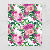 予算マゼンタフラワーブライダルシャワー招待 (裏面)