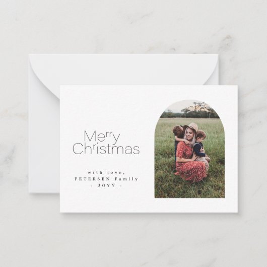予算ミニサイズシンプル写真クリスマスホリデー ノートカード (正面)
