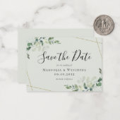 予算ミニサイズユーカリ結婚式の日付を保存 ノートカード (正面/裏面インサイチュ)