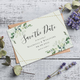 予算ミニサイズユーカリ結婚式の日付を保存 ノートカード