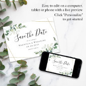 予算ミニサイズユーカリ結婚式の日付を保存 ノートカード