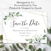 予算ミニサイズユーカリ結婚式の日付を保存 ノートカード