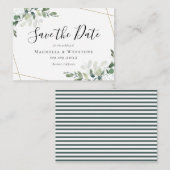 予算ミニサイズユーカリ結婚式の日付を保存 ノートカード (正面/裏面)