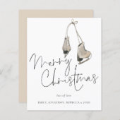 予算ミニマリストのアイススケートメリークリスマスカード (正面/裏面)