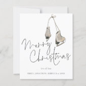 予算ミニマリストのアイススケートメリークリスマスカード (正面)