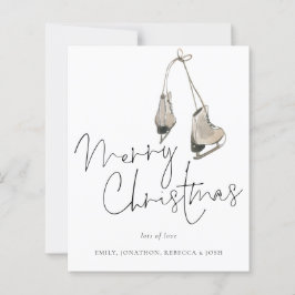 予算ミニマリストのアイススケートメリークリスマスカード