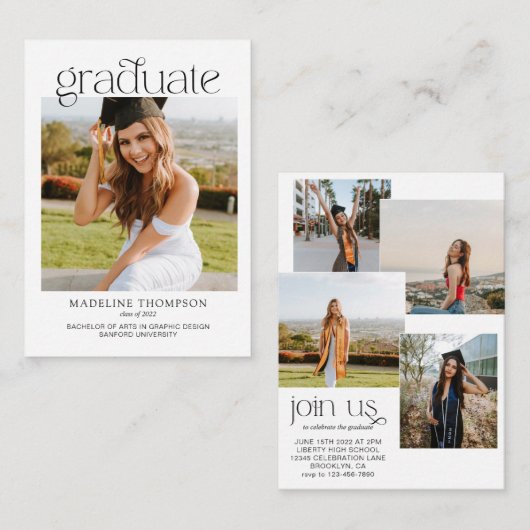 予算ミニマリストのクラスフォトコラージュ卒業 ノートカード (正面/裏面)