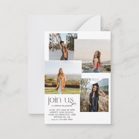 予算ミニマリストのクラスフォトコラージュ卒業 ノートカード (裏面)