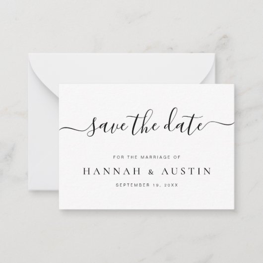 予算ミニマリストエレガントな結婚式の日付を保存 ノートカード (正面)