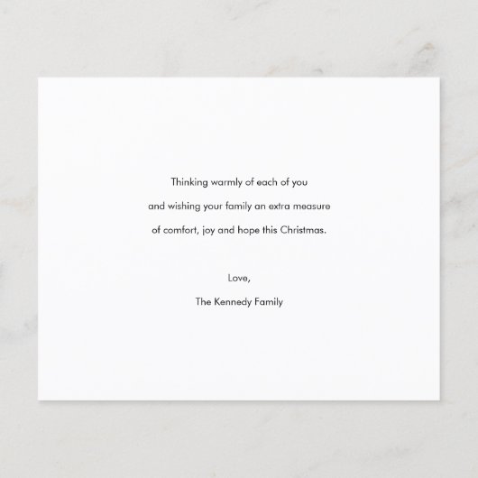 予算ミニマリストクリスマスホリデーフォトカード チラシ (裏面)