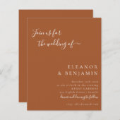 予算ミニマリストスクリプトテラコッタウェディング招待 (正面/裏面)