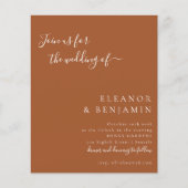 予算ミニマリストスクリプトテラコッタウェディング招待 (正面)