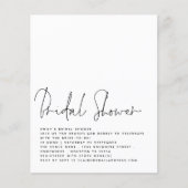 予算ミニマリストスクリプトブライダルシャワー招待状 (正面)