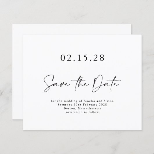 予算ミニマリストスクリプト白黒日付の保存 (正面/裏面)