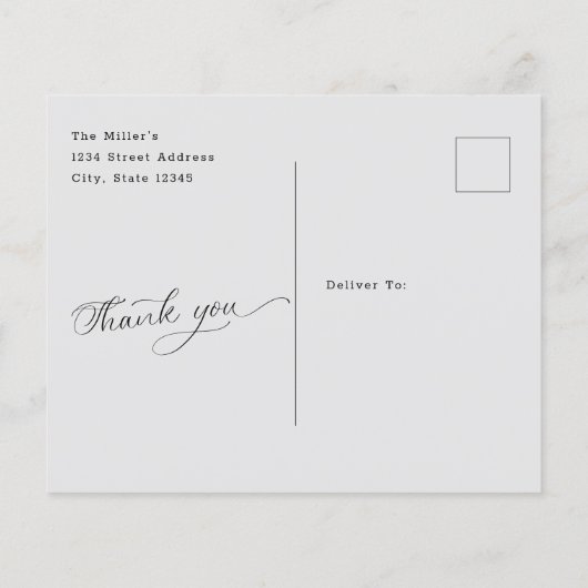 予算ミニマリスト写真カスタムウェディングありがとう (裏面)