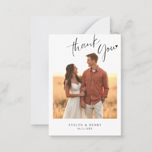 予算ミニマリスト手書きスクリプトありがとう ノートカード (正面)